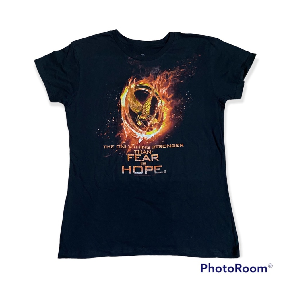 Hunger Games Burning Mocking Jay Y2K Girls T-shirt XL